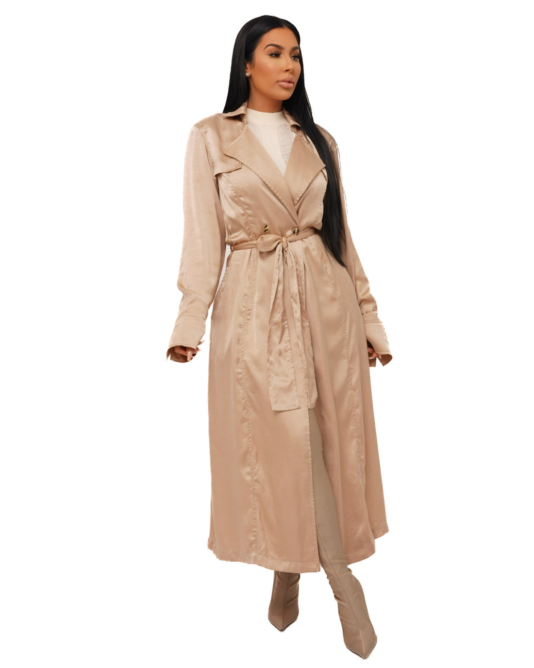 LADY IN CHARGE SILK TRENCH